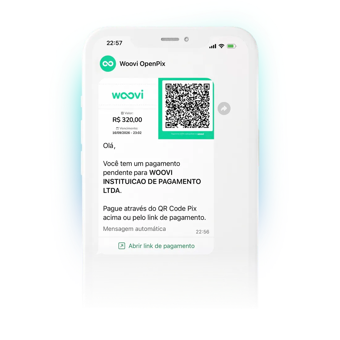 Cobrança Pix personalizada enviada pelo WhatsApp