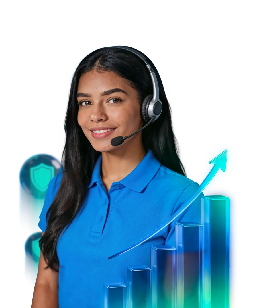 Atendente do suporte Woovi com headset