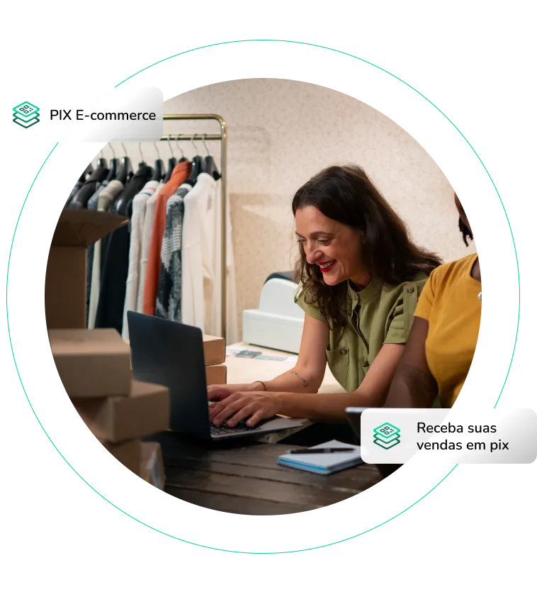 Smiling woman working on her computer